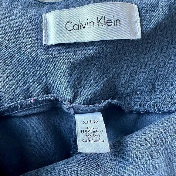 CALVIN KLEIN DARK BLUE PATTERNED PONTE SKINNY PANTS  SIZE XS - Picture 8 of 9